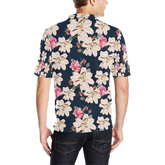 Lily Pattern Print Design LY04 Men Polo Shirt