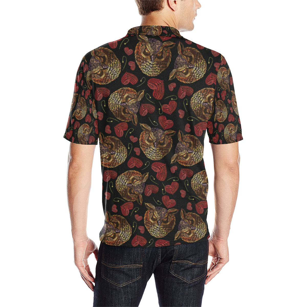 Owl Pattern Print Design A08 Men Polo Shirt