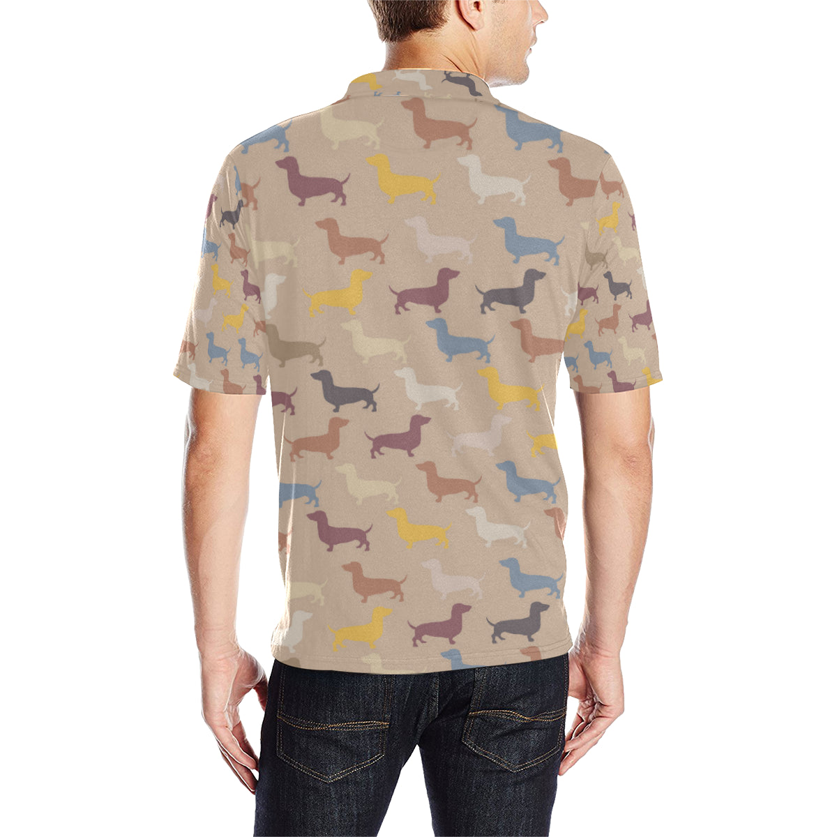 Dachshund Pattern Print Design 03 Men Polo Shirt