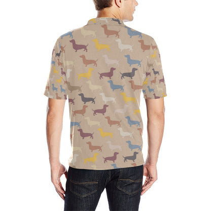 Dachshund Pattern Print Design 03 Men Polo Shirt