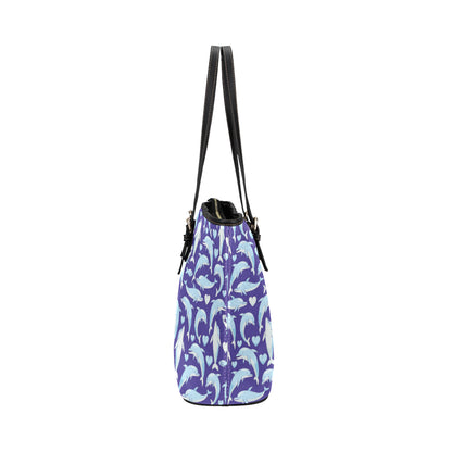 Dolphin Smile Print Pattern Leather Tote Bag