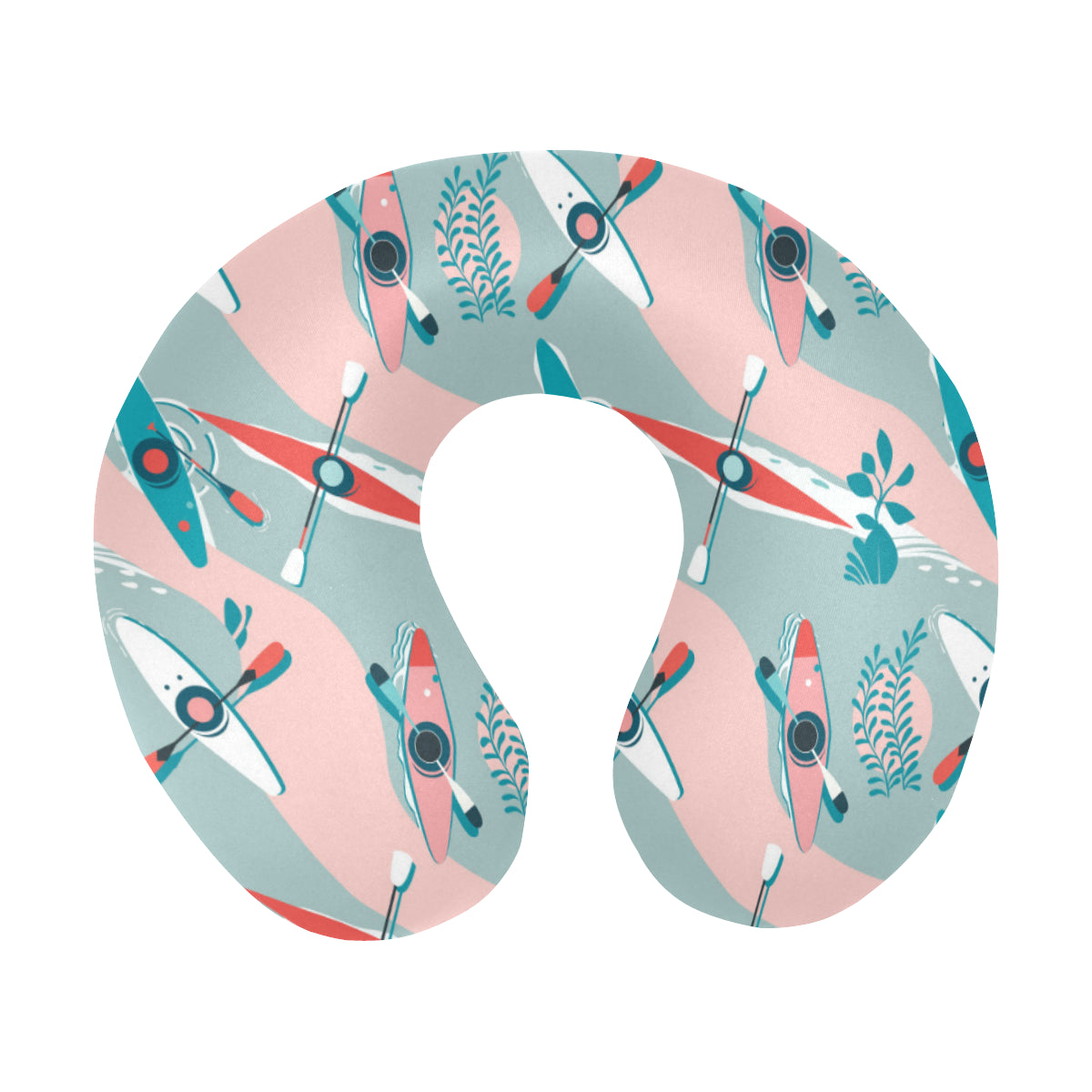 Kayak Pattern Print Design 05 U-Shaped Travel Neck Pillow