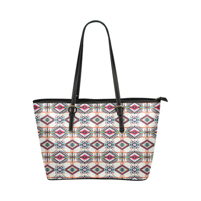 Indian Navajo Art Themed Design Print Leather Tote Bag
