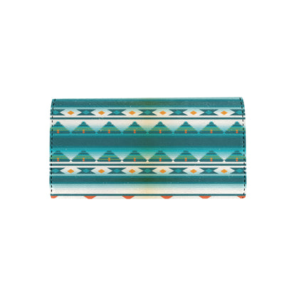 Blue Tribal Aztec Women's Trifold Wallet