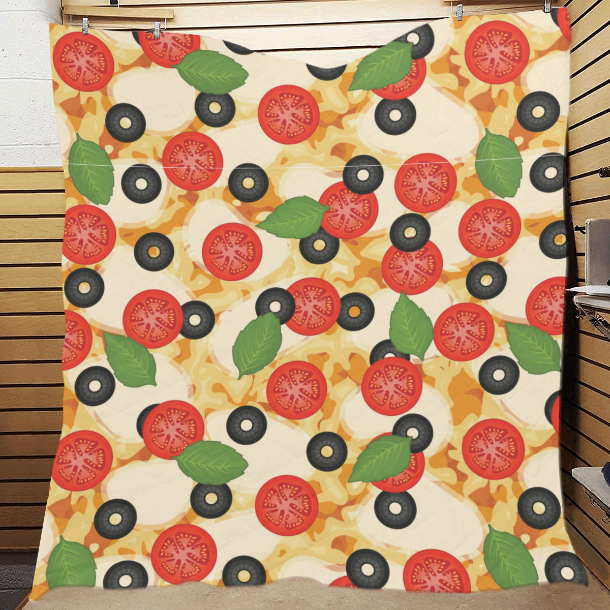 Pizza Pattern Print Design A05 Premium Quilt