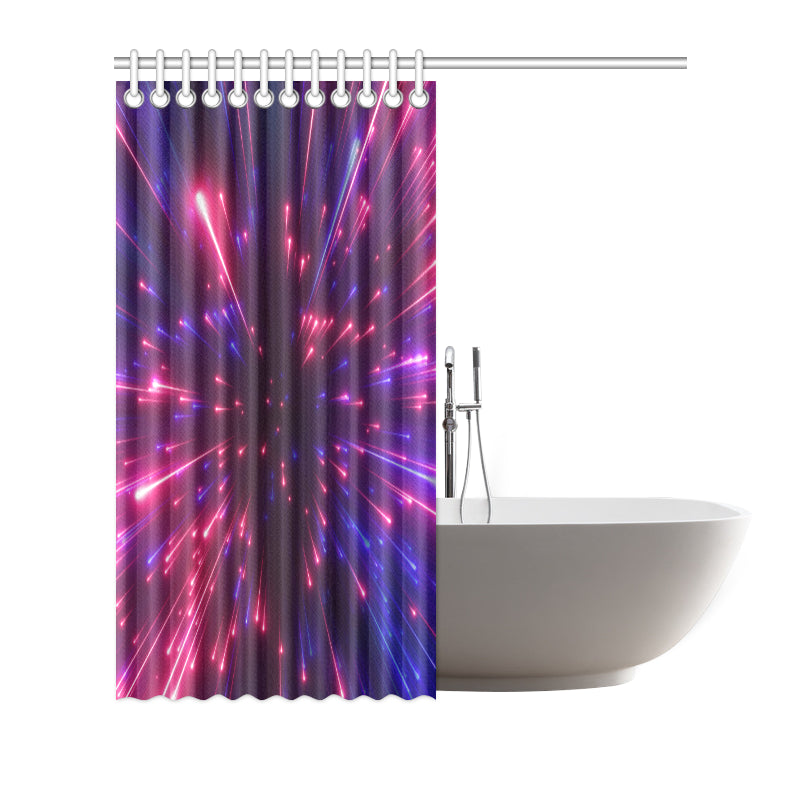Celestial Purple Blue Neon Speed Light Shower Curtain
