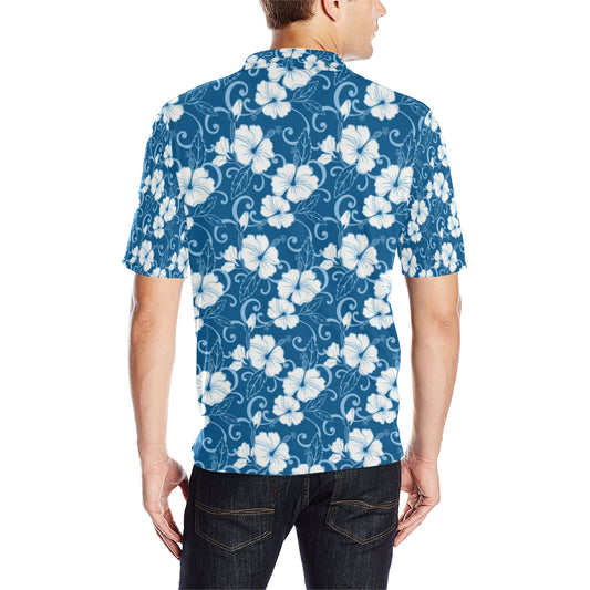 Hibiscus Pattern Print Design HB03 Men Polo Shirt