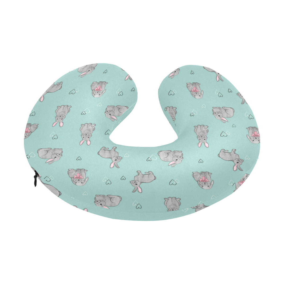 Bunny Pattern Print Design 02 U-Shaped Travel Neck Pillow