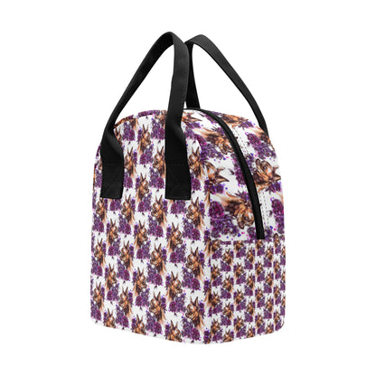 Chihuahua Purple Floral Insulated Lunch Bag