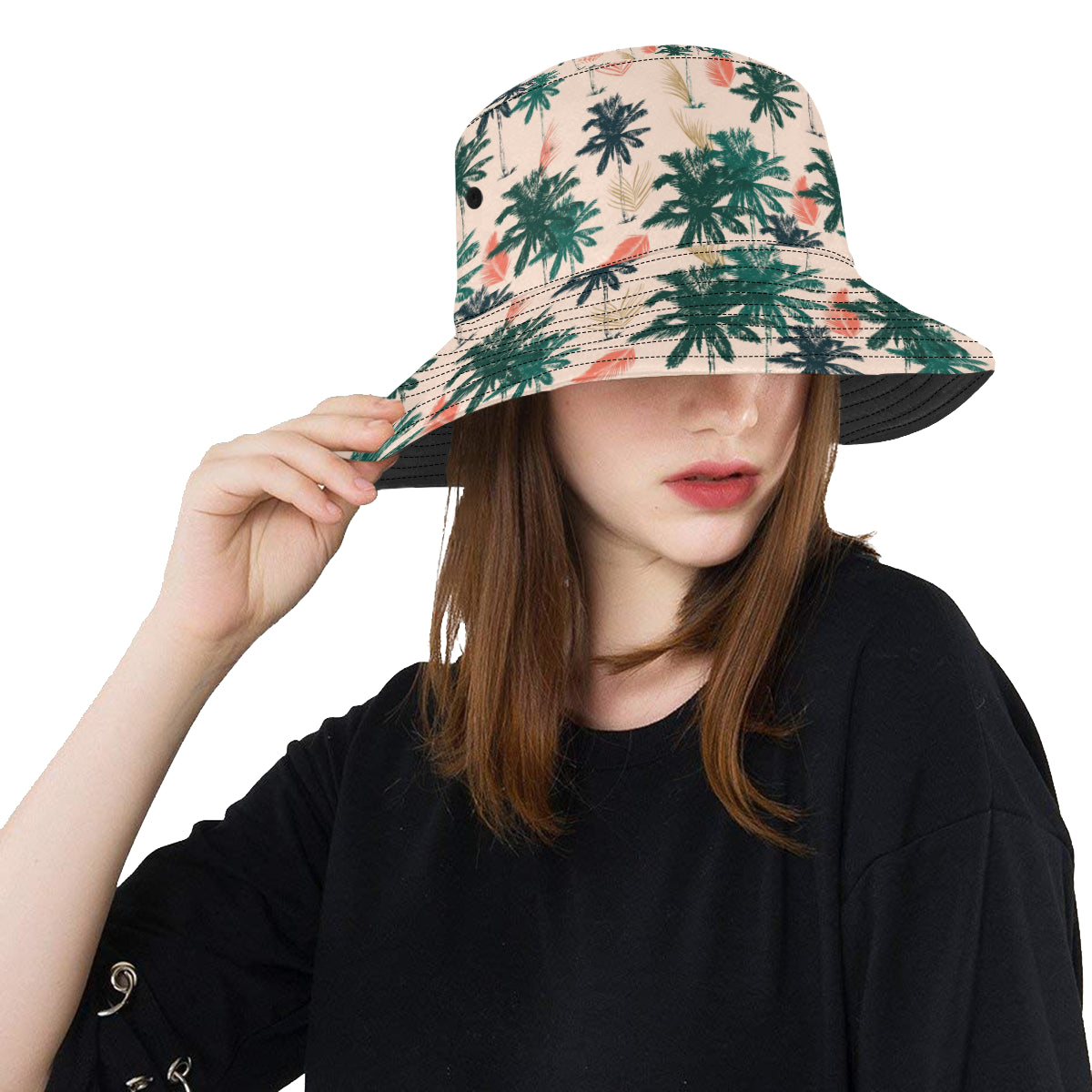 Palm Tree Pattern Print Design PT014 Unisex Bucket Hat