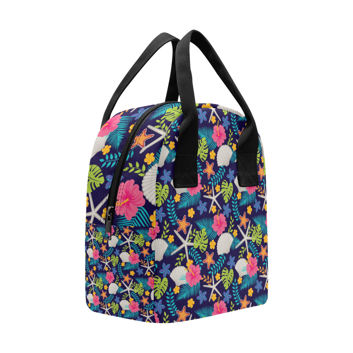 Beach Seashell Floral Theme Insulated Lunch Bag