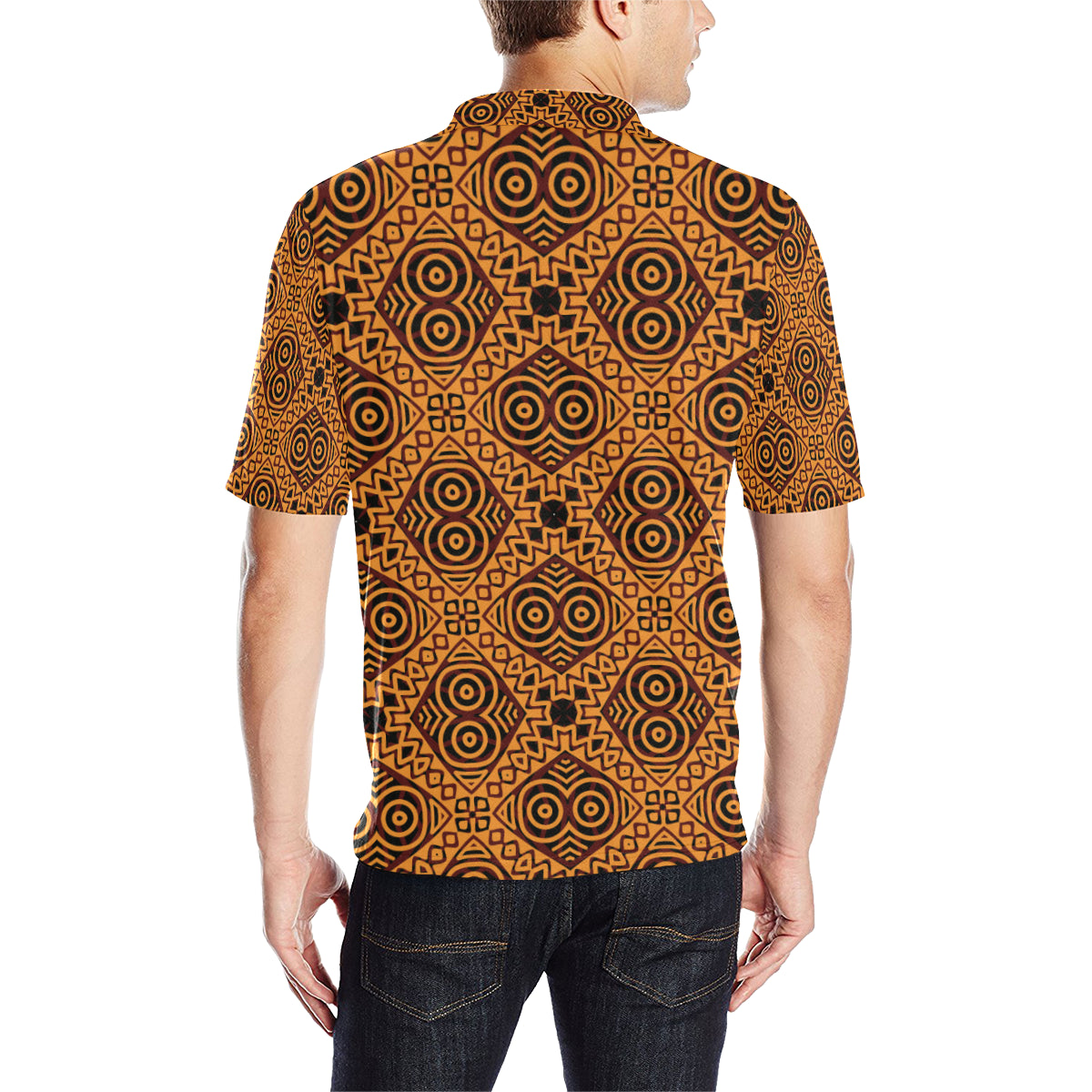 African Pattern Print Design 05 Men Polo Shirt