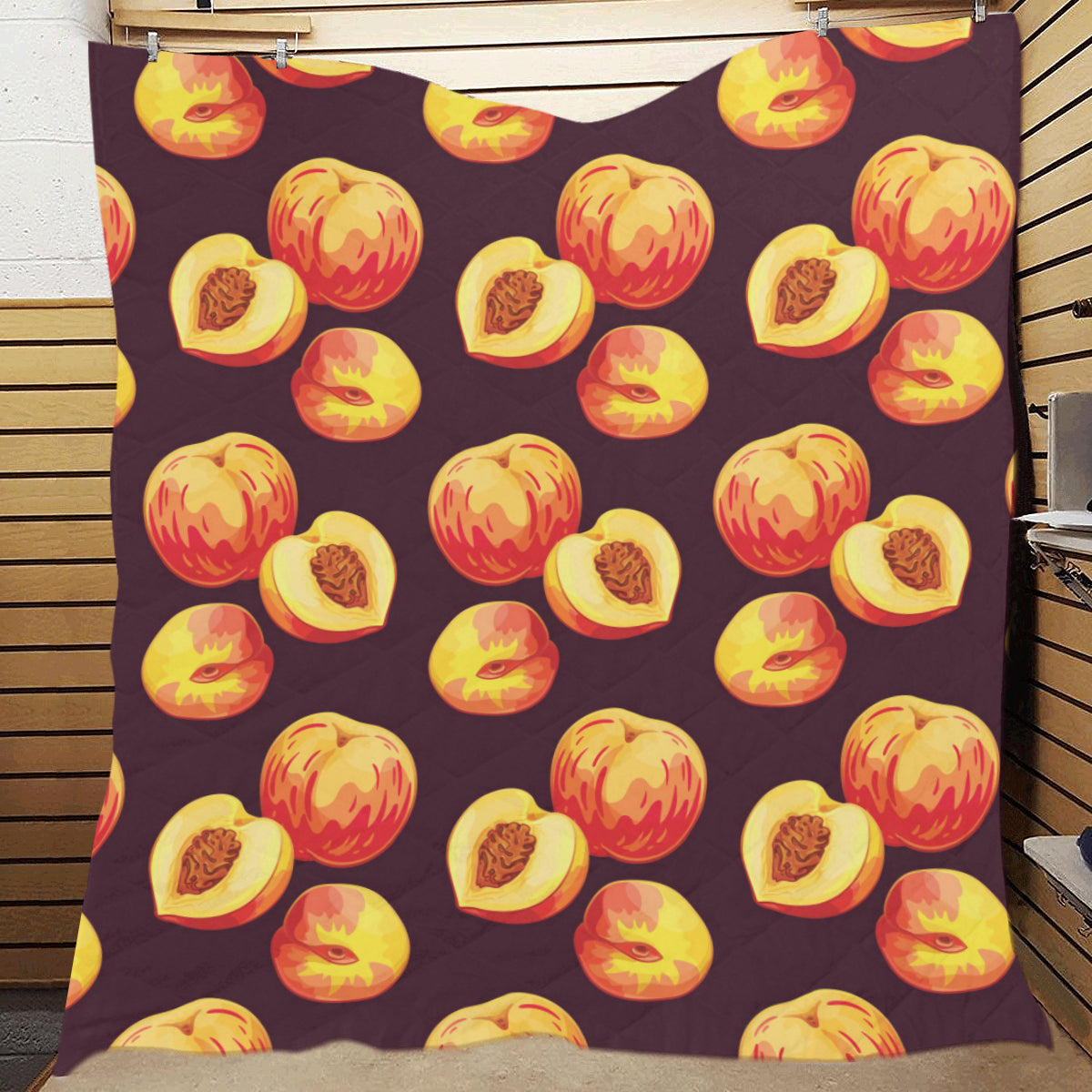 Peach Pattern Print Design A04 Premium Quilt