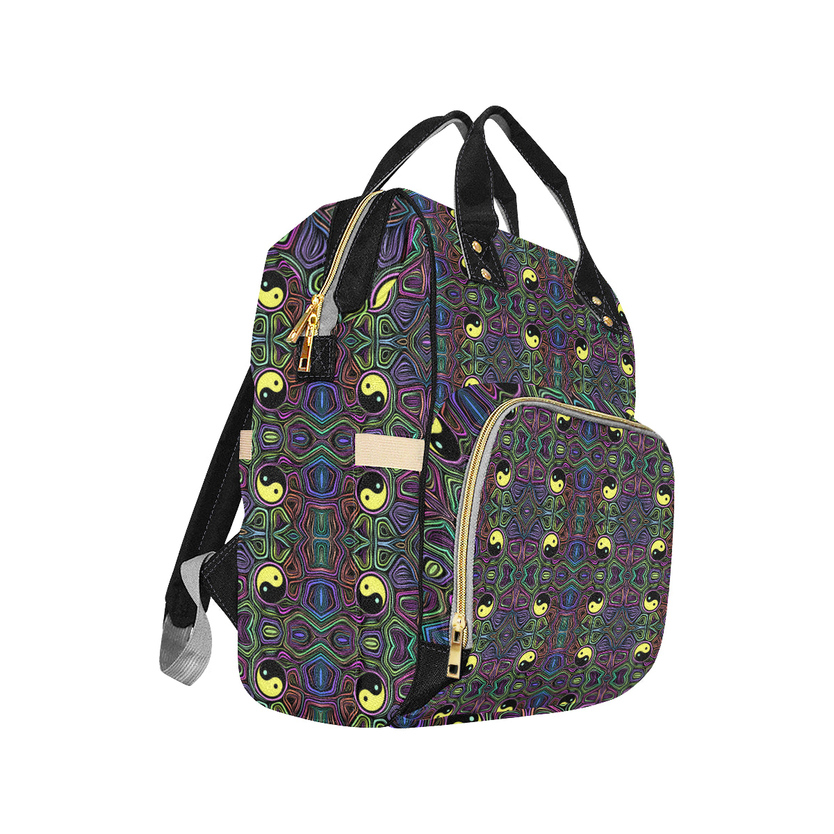 Yin Yang Neon Color Design Print Diaper Bag Backpack