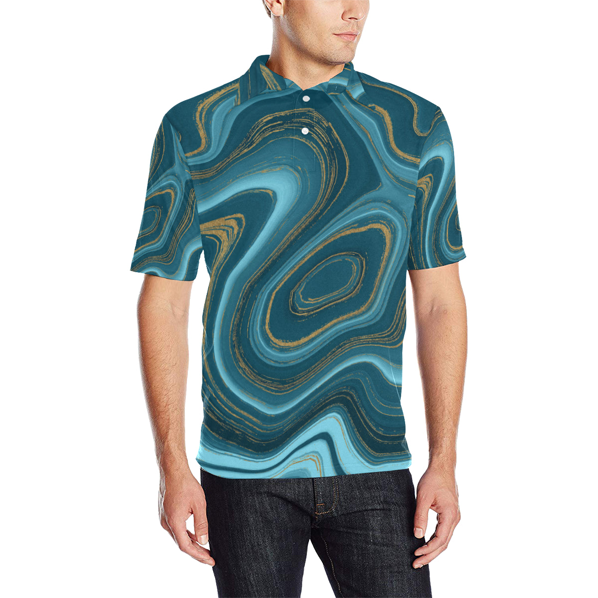 Liquid Pattern Print Design 04 Men Polo Shirt