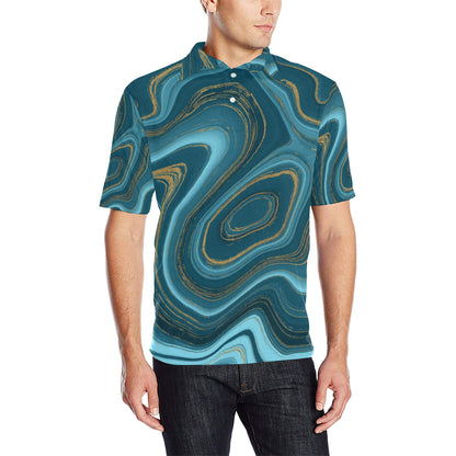 Liquid Pattern Print Design 04 Men Polo Shirt