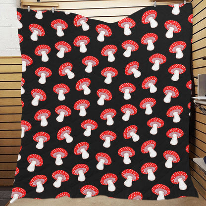 Mushroom Pattern Print Design A02 Premium Quilt