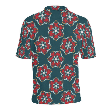 Poinsettia Pattern Print Design A03 Men Polo Shirt