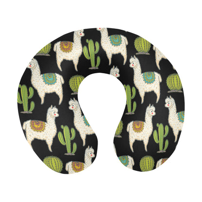 Alpaca Cactus Pattern Print Design 07 U-Shaped Travel Neck Pillow