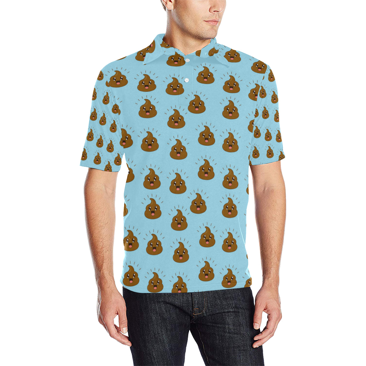 Poop Emoji Pattern Print Design A03 Men Polo Shirt