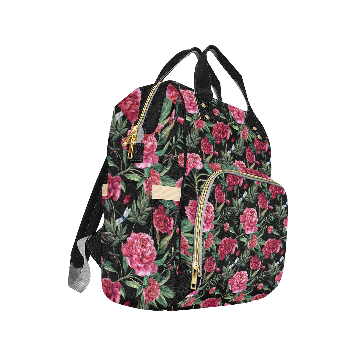 Peony Pattern Print Design PE04 Diaper Bag Backpack