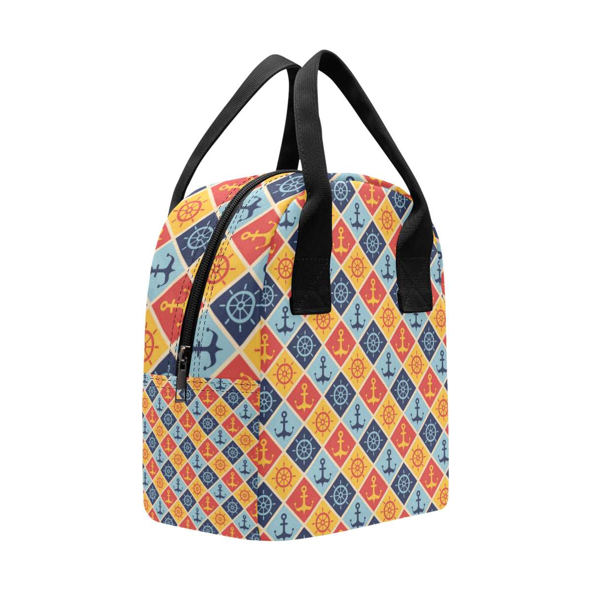 Nautical Pattern Design Themed Print Insulated Lunch Bag
