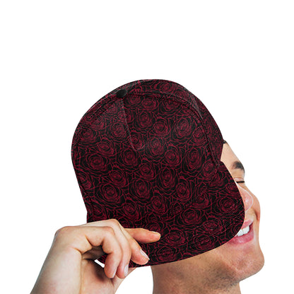 Red Rose Design Print Snapback Cap