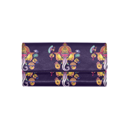 Ganesha Pattern Print Design 04 Women's Trifold Wallet