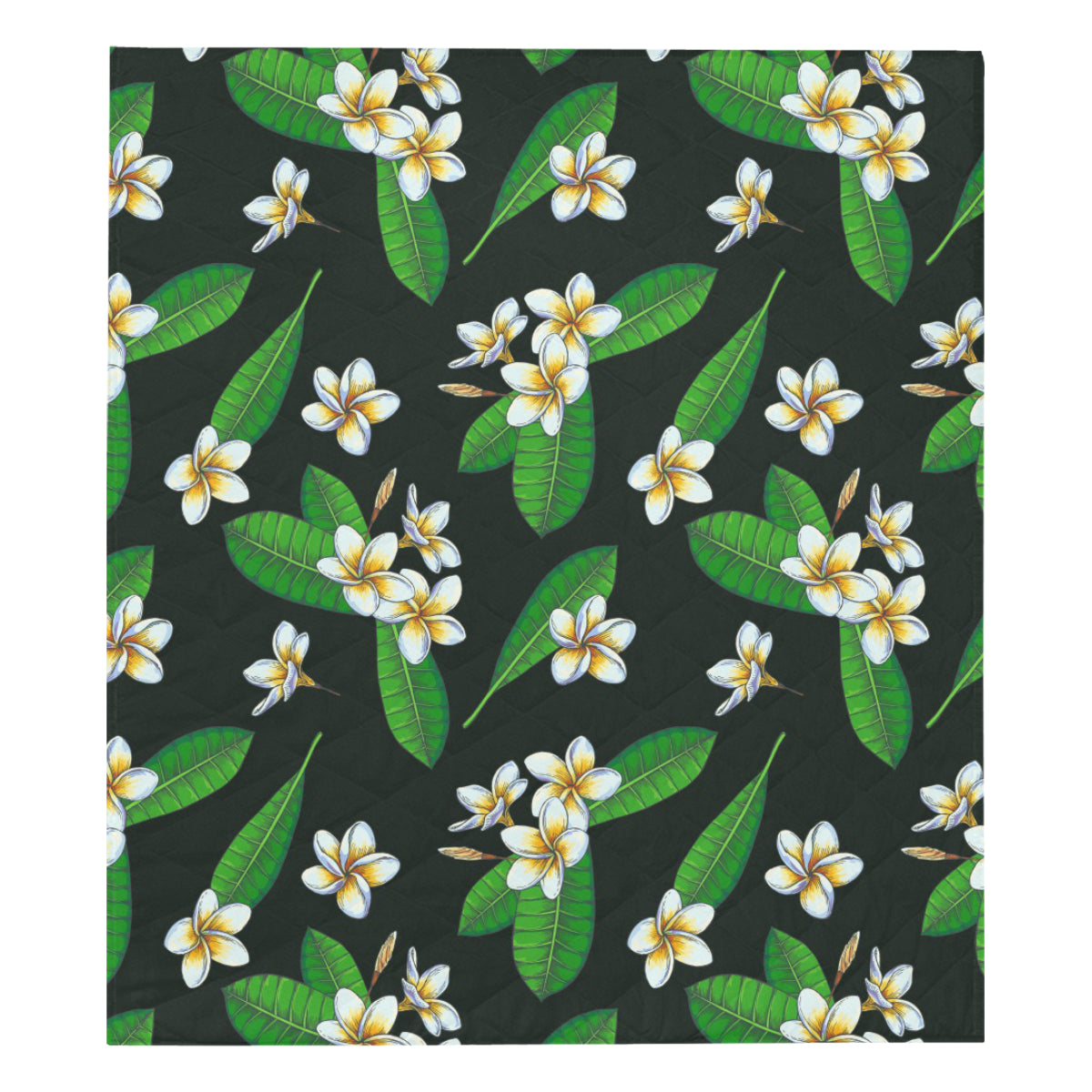 White Plumeria Pattern Print Design PM023 Premium Quilt