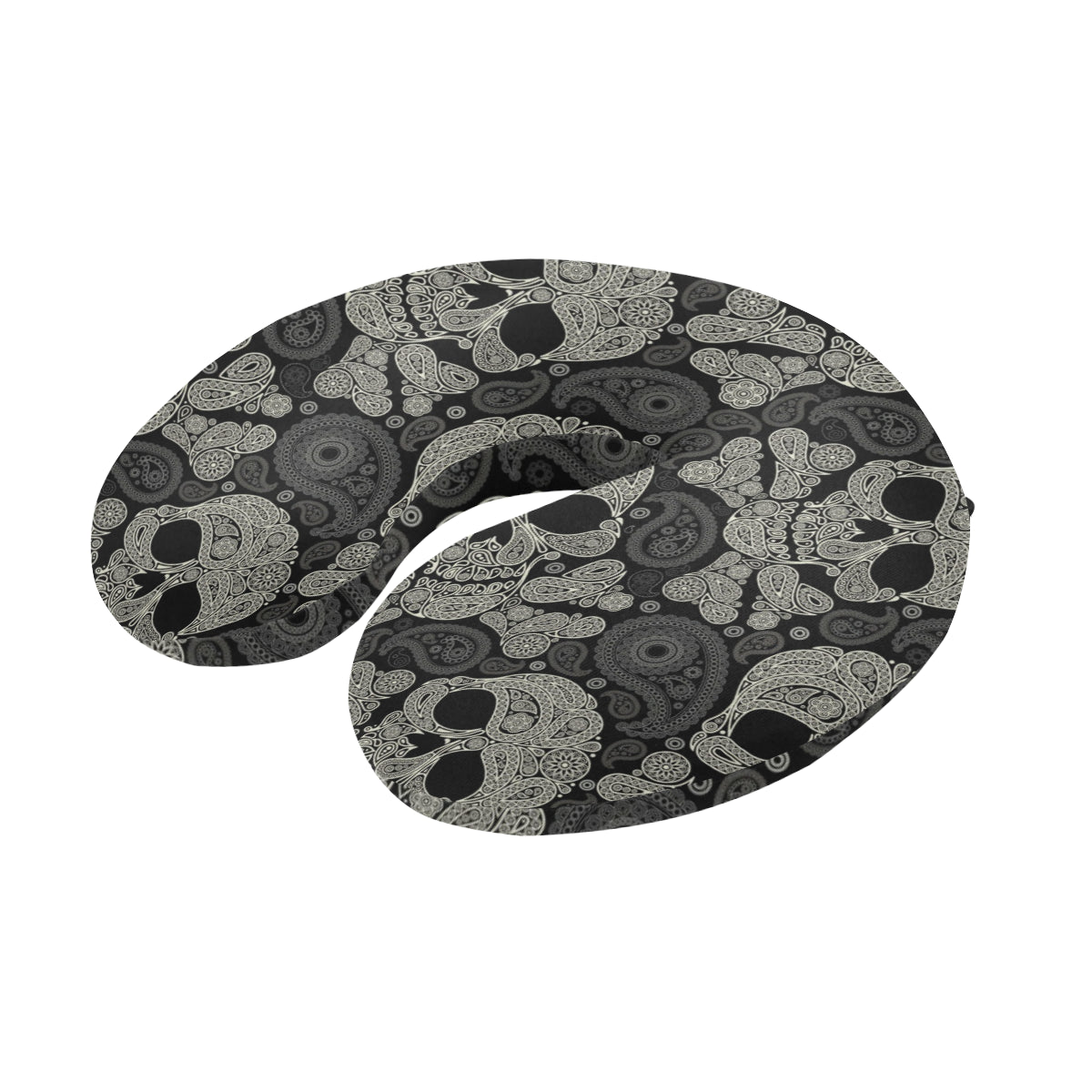 Paisley Skull Pattern Print Design A01 U-Shaped Travel Neck Pillow