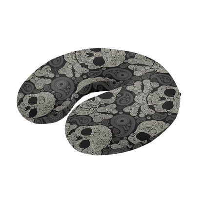 Paisley Skull Pattern Print Design A01 U-Shaped Travel Neck Pillow