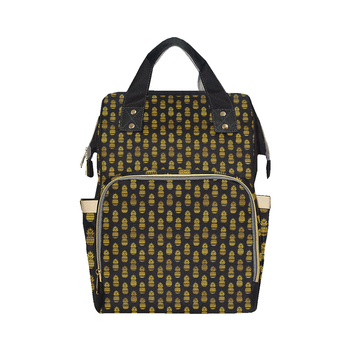 Pineapple Gold Tribal Style Print Diaper Bag Backpack