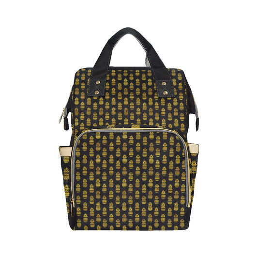 Pineapple Gold Tribal Style Print Diaper Bag Backpack