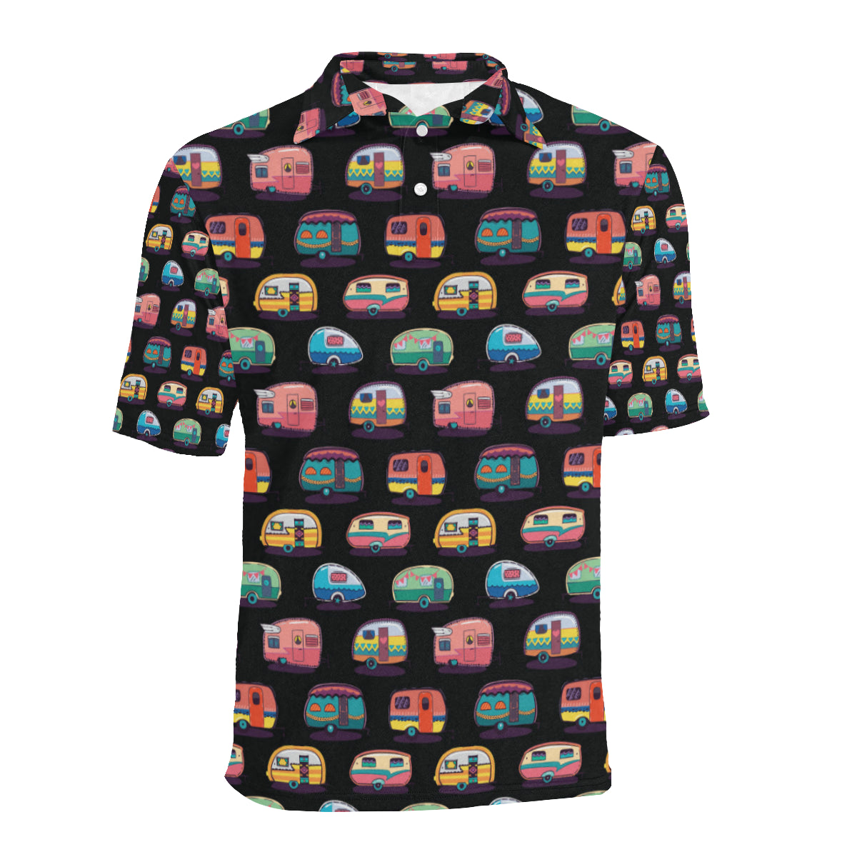 Camper Camping Pattern Men Polo Shirt
