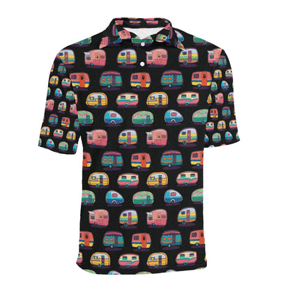 Camper Camping Pattern Men Polo Shirt