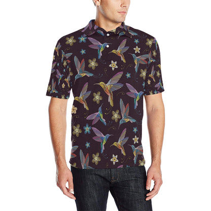 Hummingbird Pattern Print Design 04 Men Polo Shirt