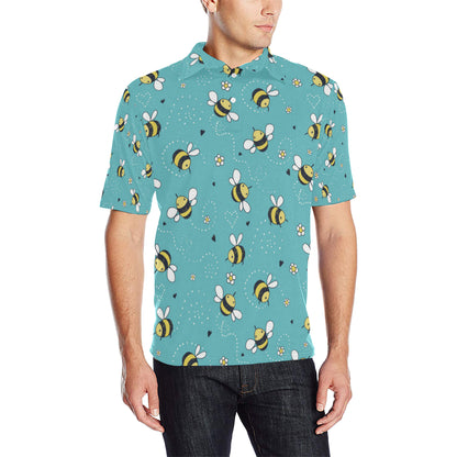 Bee Pattern Print Design BEE02 Men Polo Shirt