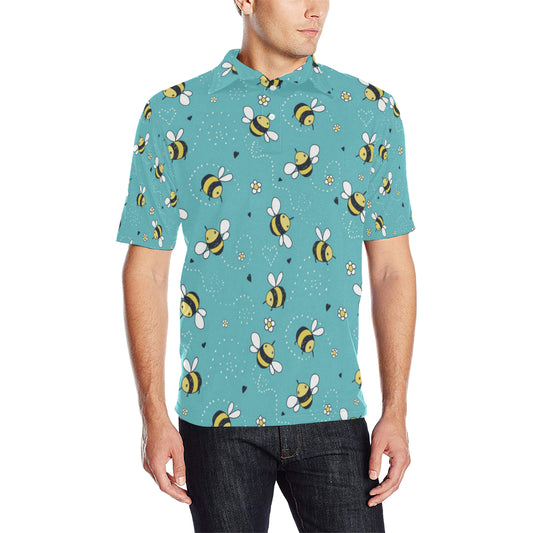 Bee Pattern Print Design BEE02 Men Polo Shirt