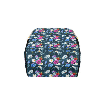 Floral Blue Themed Print Diaper Bag Backpack