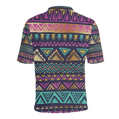 Multicolor Tribal aztec Men Polo Shirt