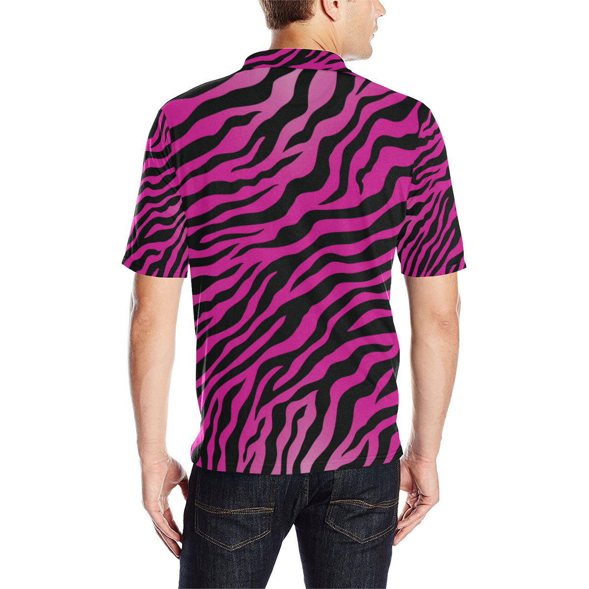 Pink Zebra Men Polo Shirt