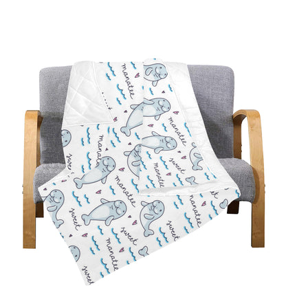 Manatee Baby Pattern Print Design 03 Premium Quilt