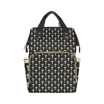 Cross Pattern Print Design 03 Diaper Bag Backpack