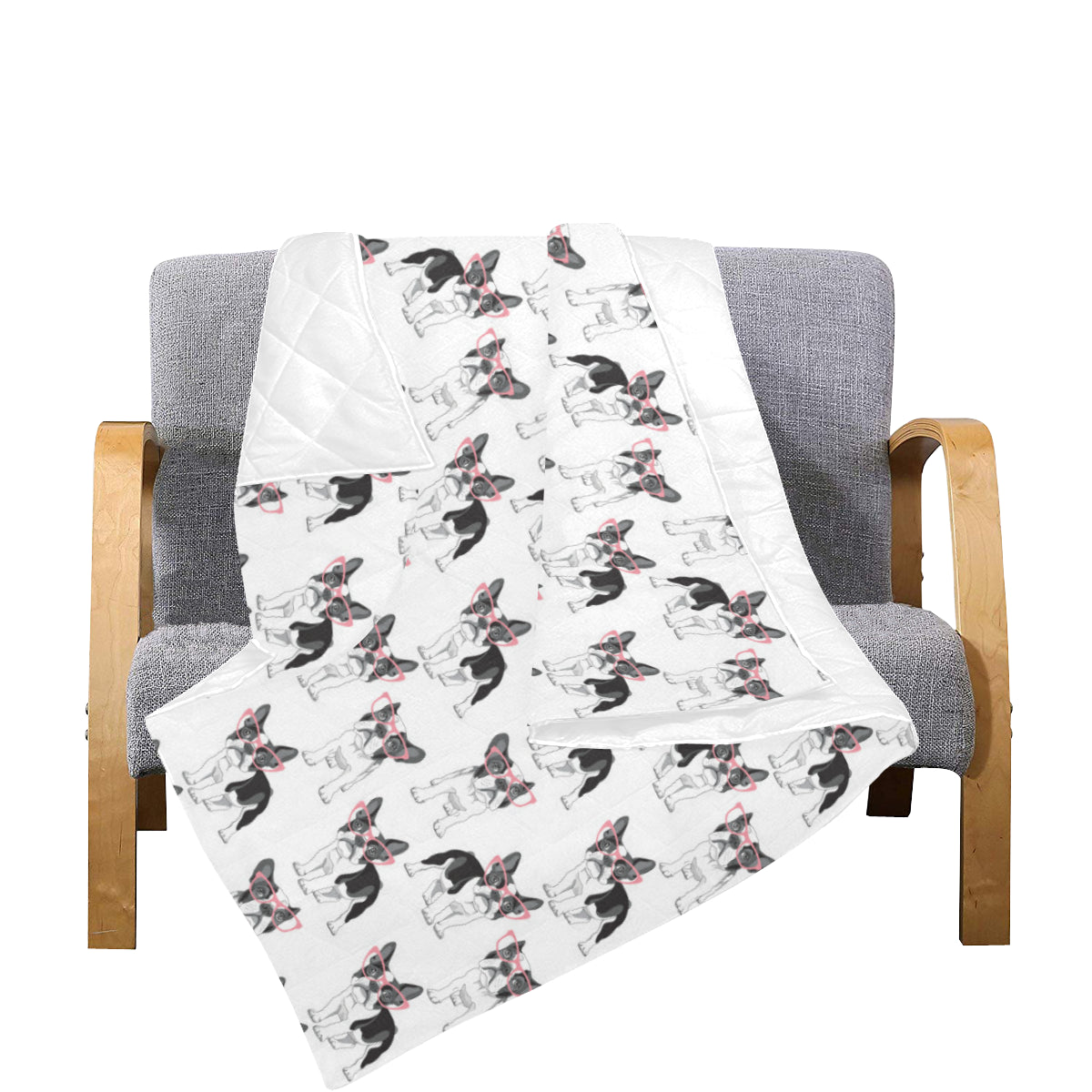 Boston Terrier Pattern Print Design 03 Premium Quilt