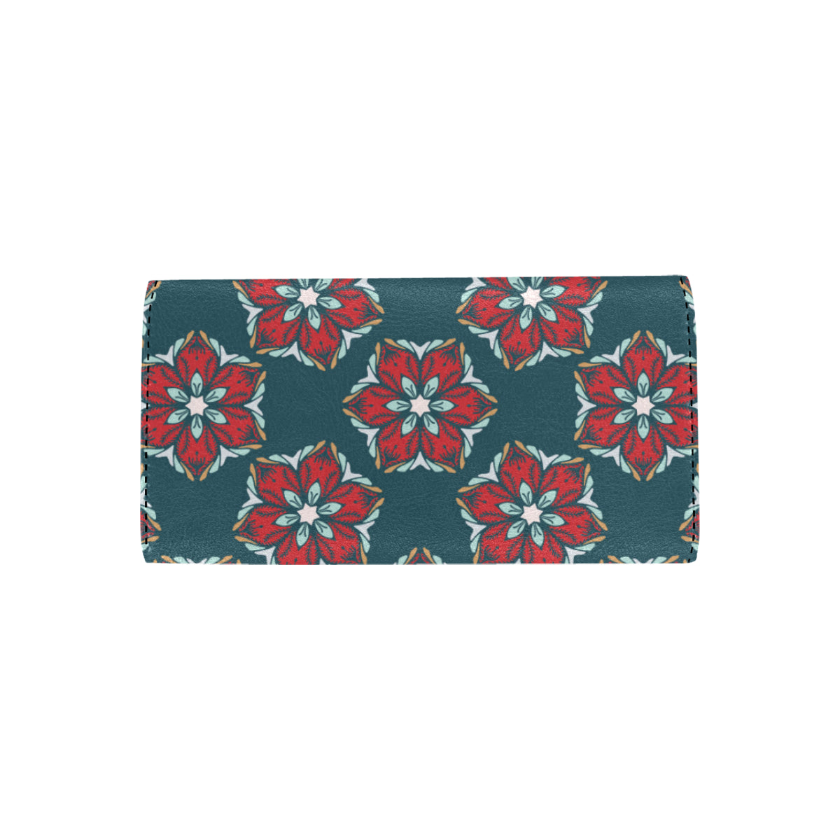 Poinsettia Pattern Print Design A03 Women's Trifold Wallet