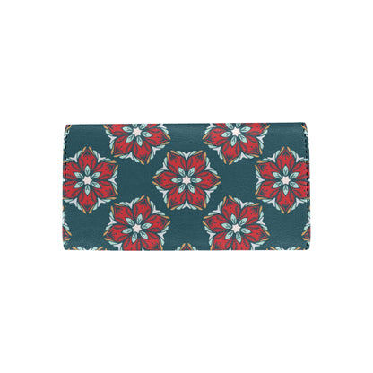 Poinsettia Pattern Print Design A03 Women's Trifold Wallet