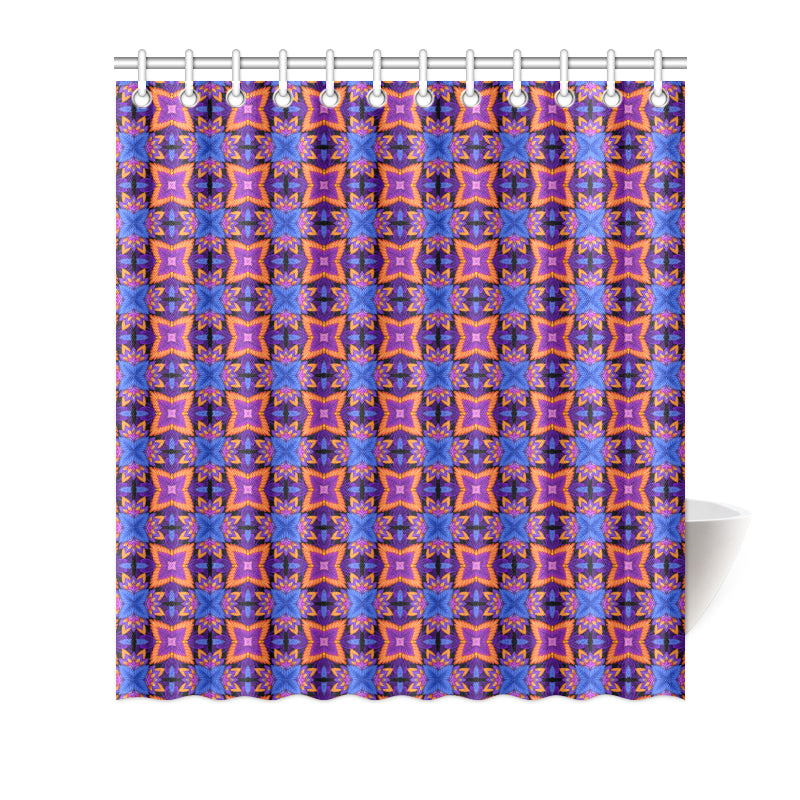 kaleidoscope Purple Orange Print Design Shower Curtain