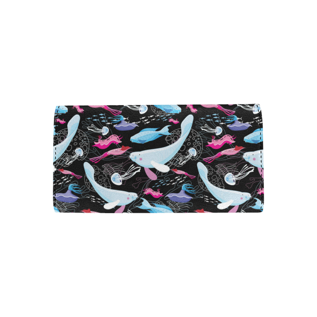 Manatee Pattern Print Design 02 Women's Trifold Wallet