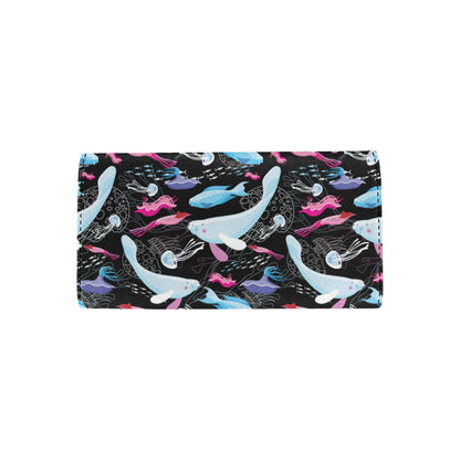 Manatee Pattern Print Design 02 Women's Trifold Wallet