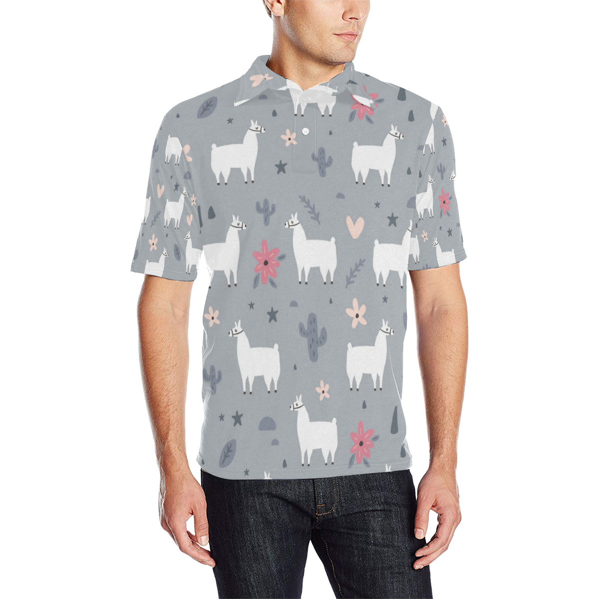 Llama Pattern Print Design 010 Men Polo Shirt